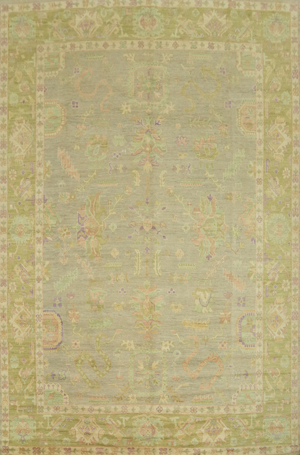 Vegetable Dye Wool Oushak Turkish Area Rug 9x12