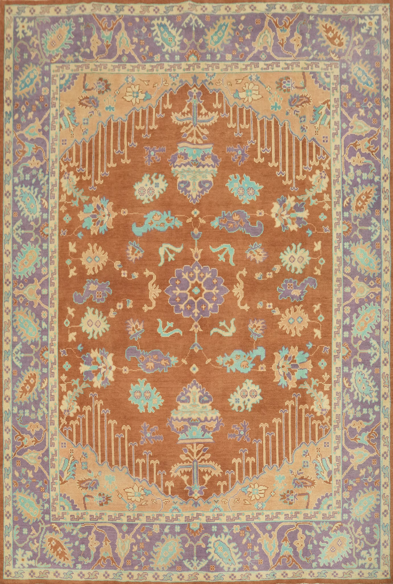 Vegetable Dye Wool Oushak Turkish Area Rug 8x10