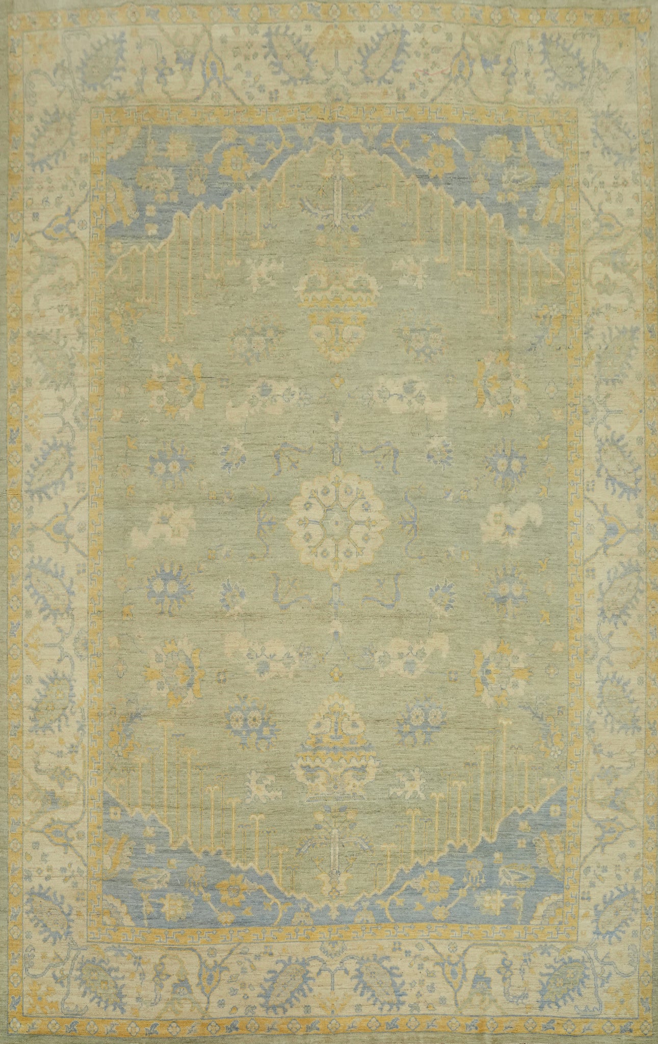 Vegetable Dye Wool Oushak Turkish Area Rug 9x12