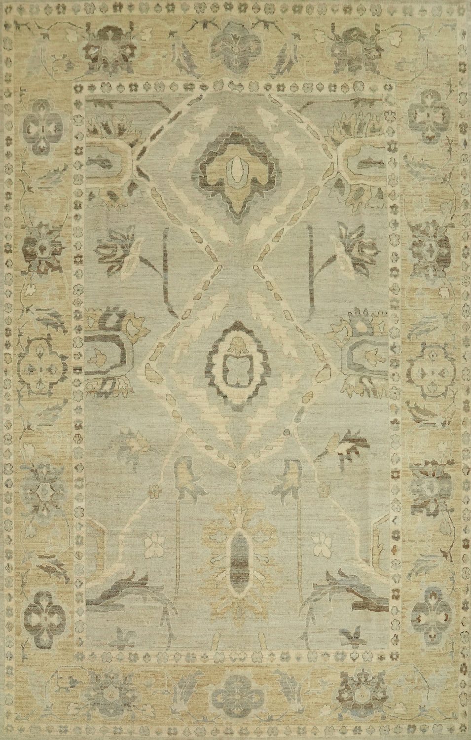 Vegetable Dye Wool Oushak Turkish Area Rug 9x12