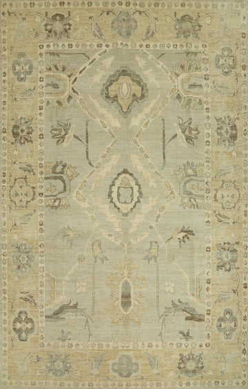 Vegetable Dye Wool Oushak Turkish Area Rug 9x12