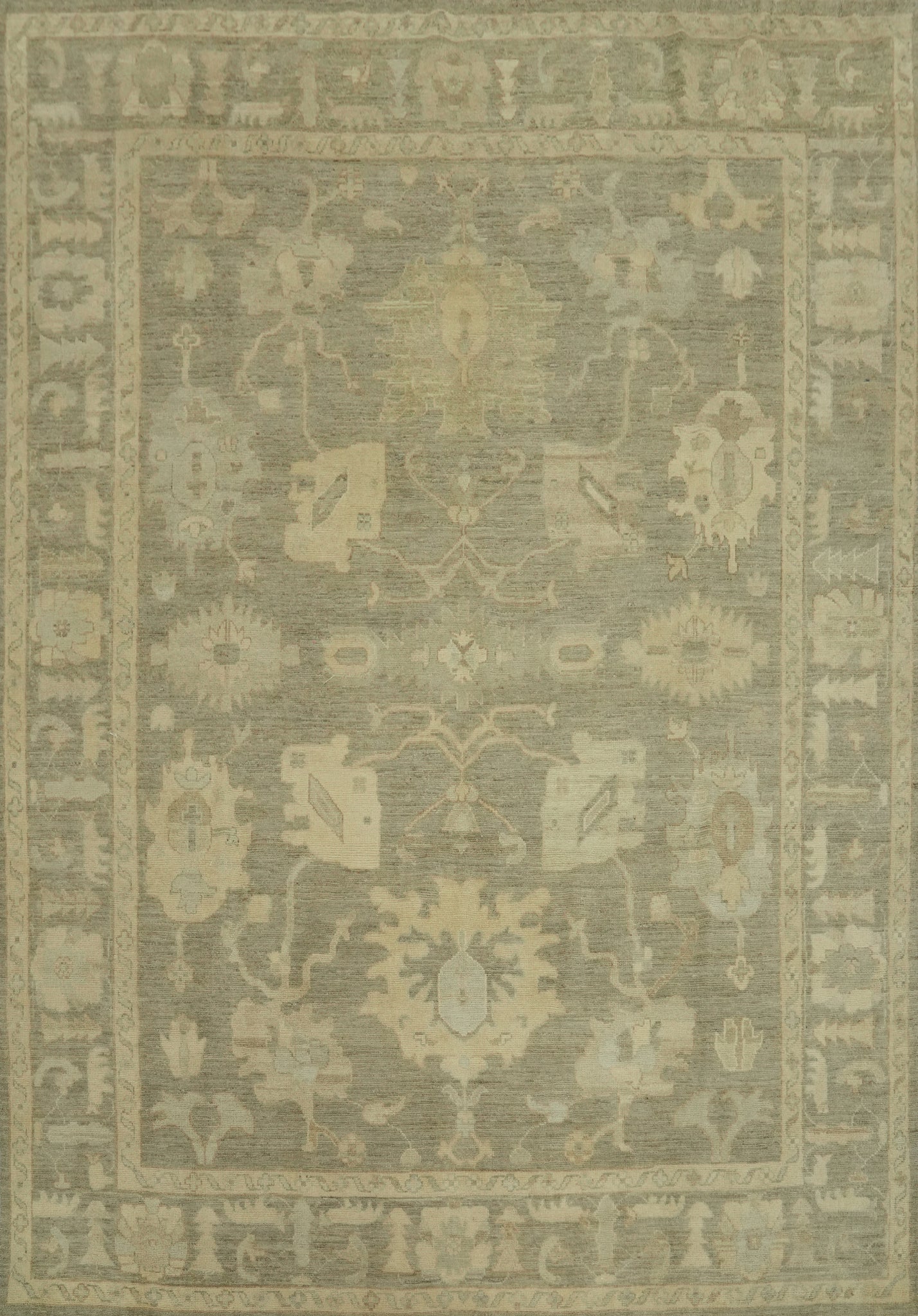 Earth Tone Wool Oushak Vegetable Dye Area Rug 8x10