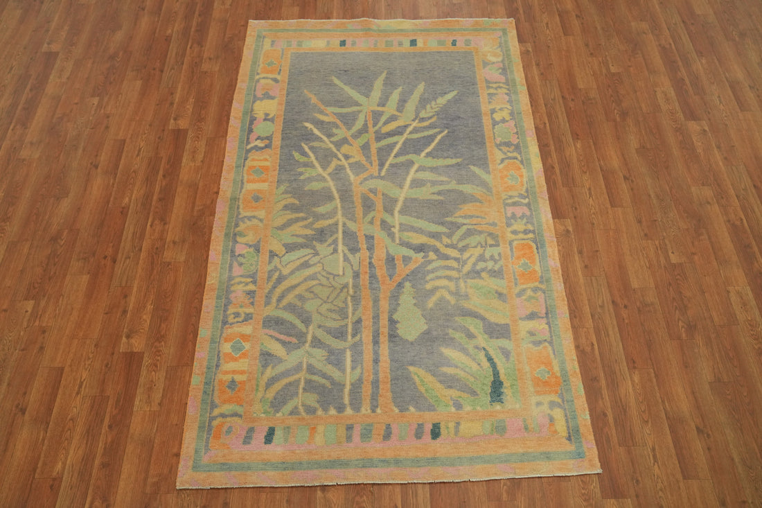 Vegetable Dye Wool Oushak Turkish Rug 4x7