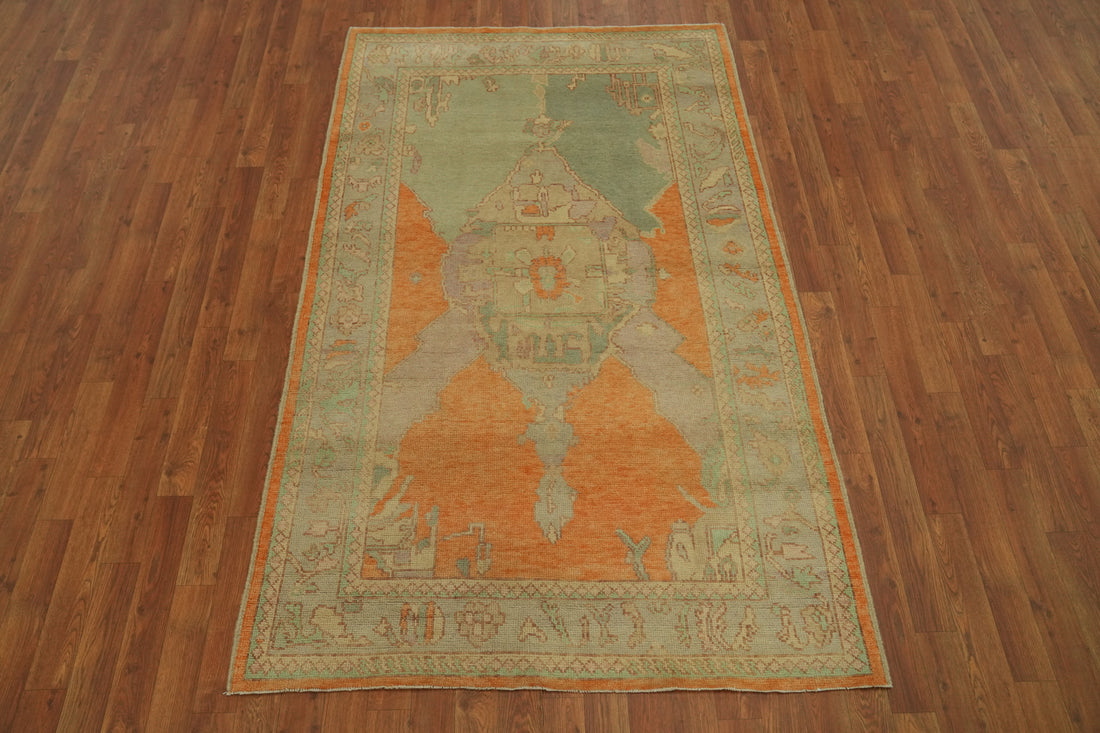 Vegetable Dye Wool Oushak Turkish Rug 4x7