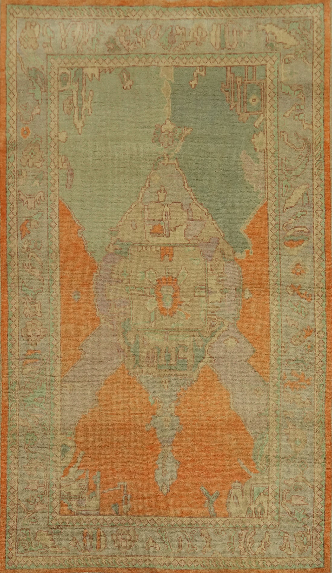 Vegetable Dye Wool Oushak Turkish Rug 4x7