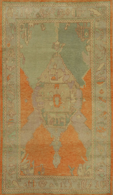 Vegetable Dye Wool Oushak Turkish Rug 4x7