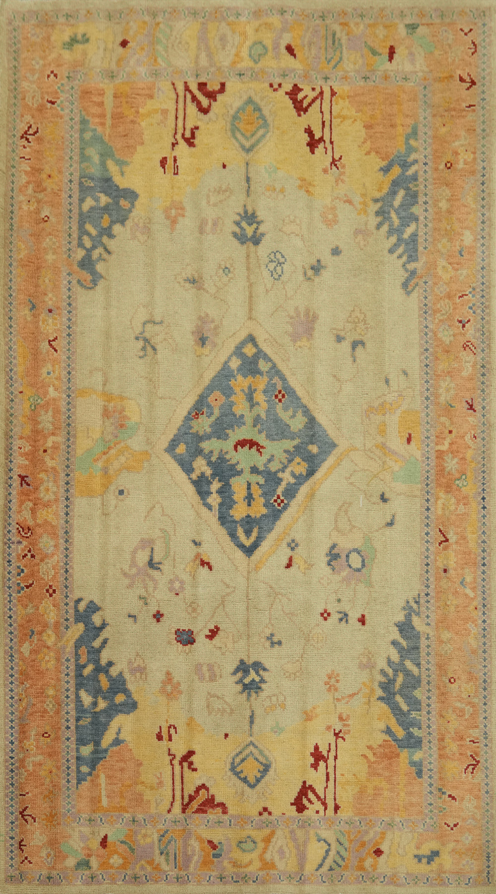 Vegetable Dye Wool Oushak Turkish Rug 4x7