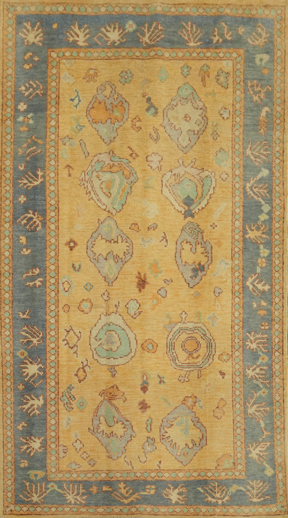 Vegetable Dye Wool Oushak Turkish Rug 4x7