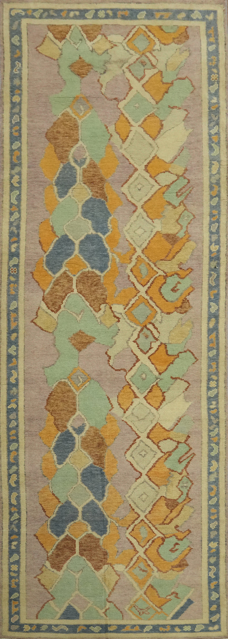 Vegetable Dye Wool Oushak Turkish Runner Rug 3x11