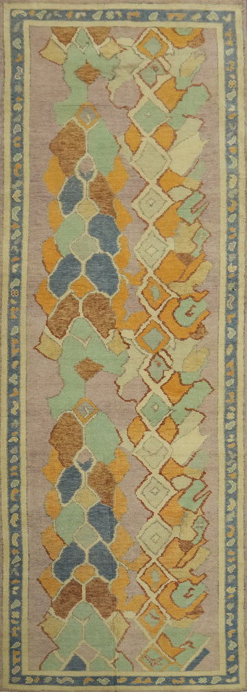 Vegetable Dye Wool Oushak Turkish Runner Rug 3x11