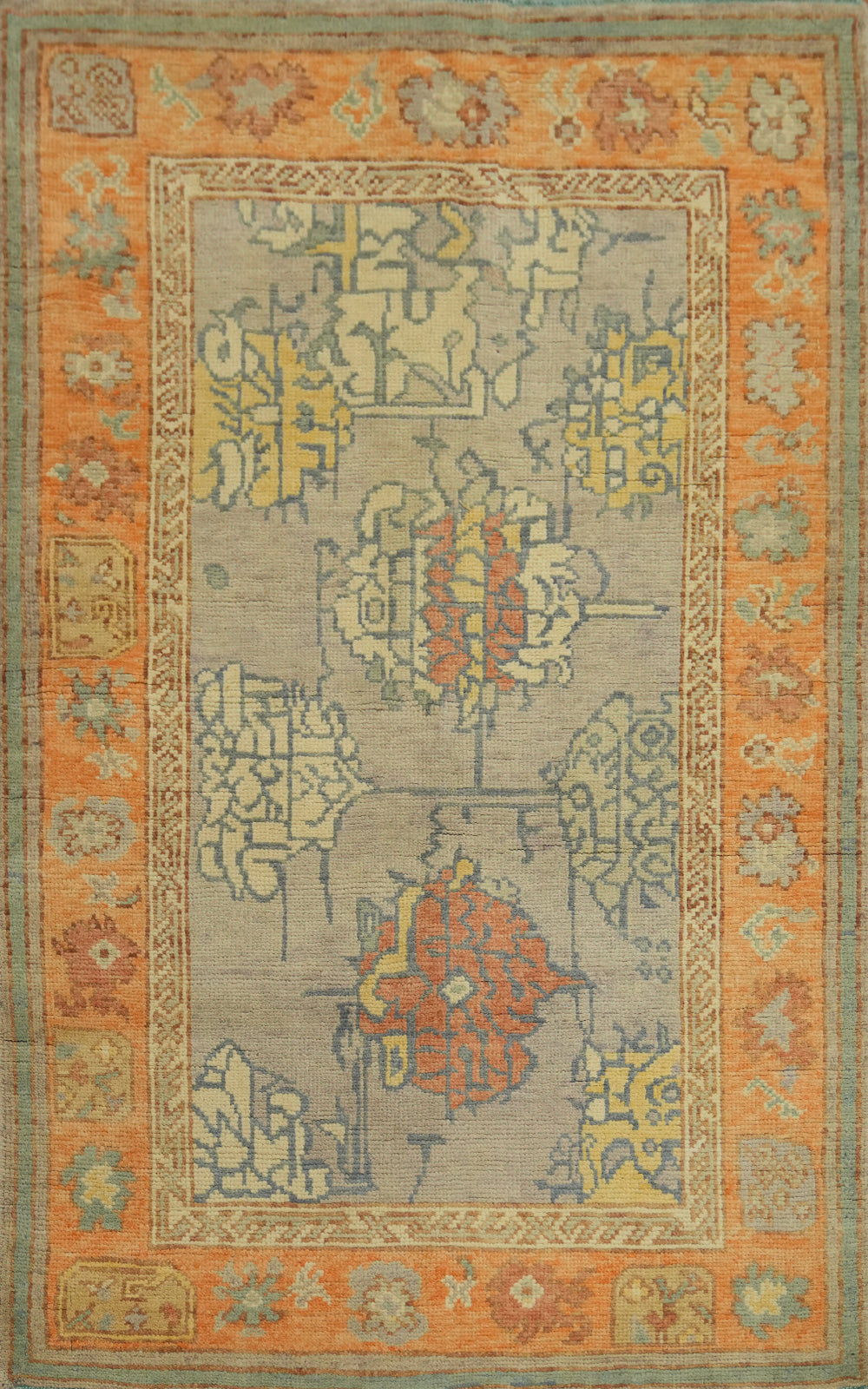 Vegetable Dye Wool Oushak Turkish Rug 3x5