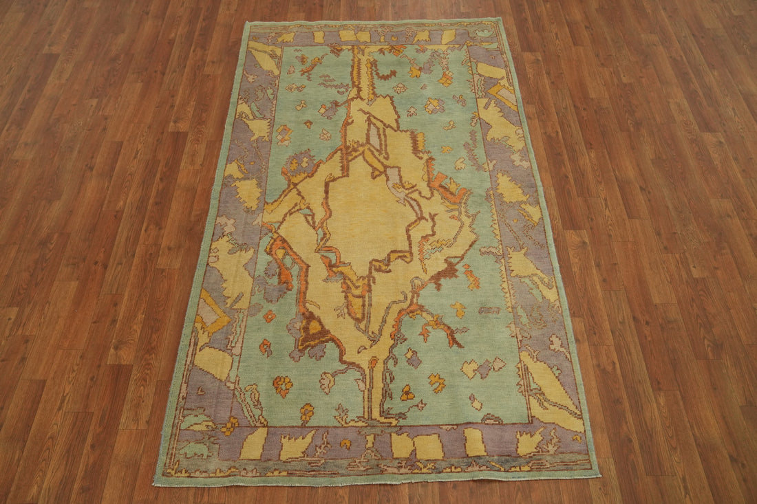 Vegetable Dye Wool Oushak Turkish Rug 4x7