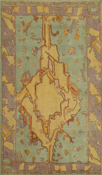 Vegetable Dye Wool Oushak Turkish Rug 4x7