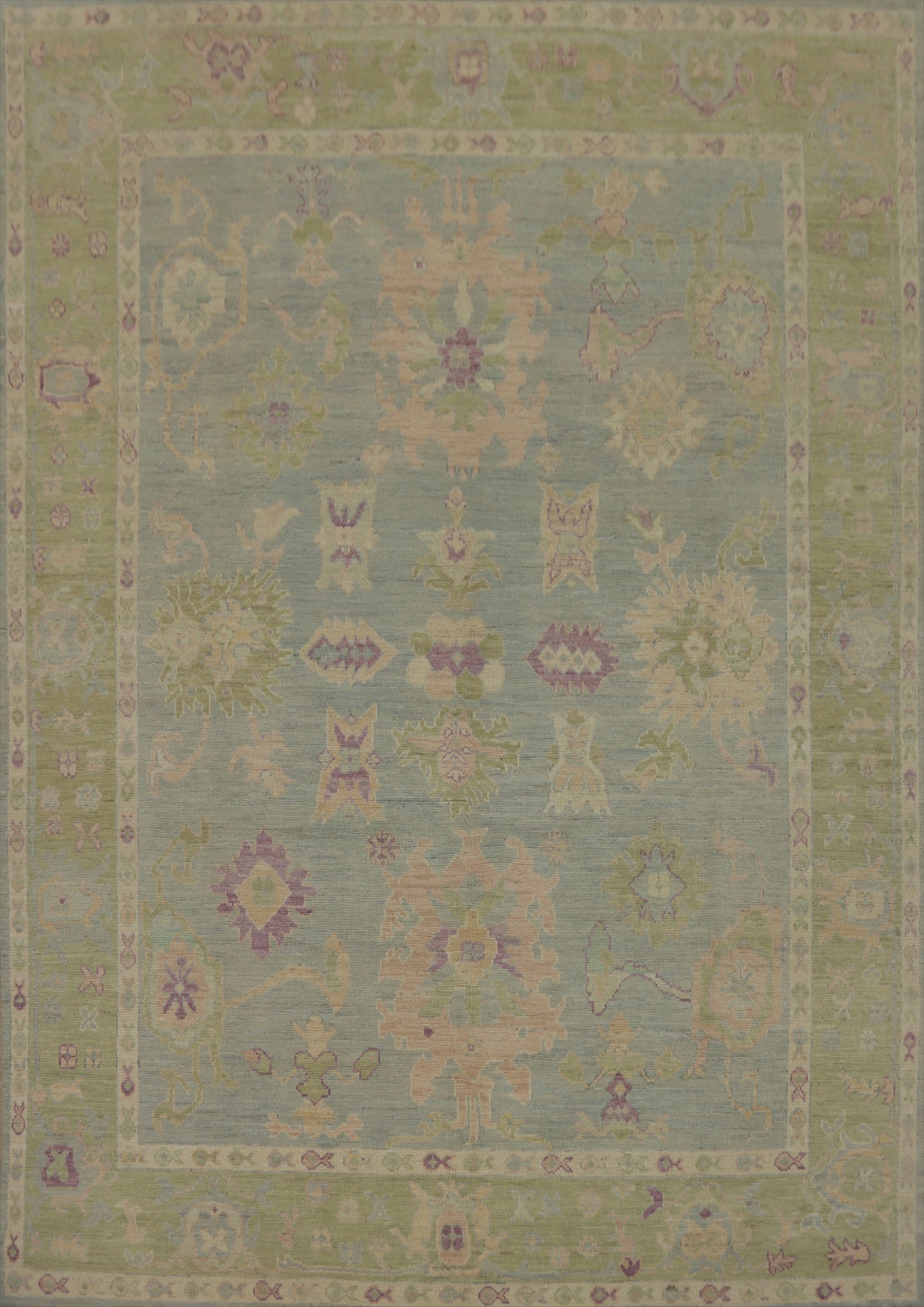 Vegetable Dye Wool Oushak Turkish Area Rug 8x10