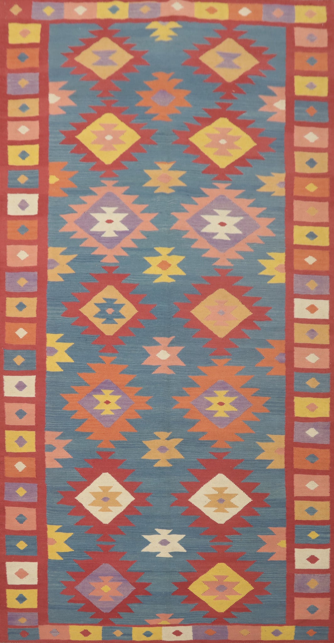 Blue Geometric Kilim Oriental Area Rug 6x12