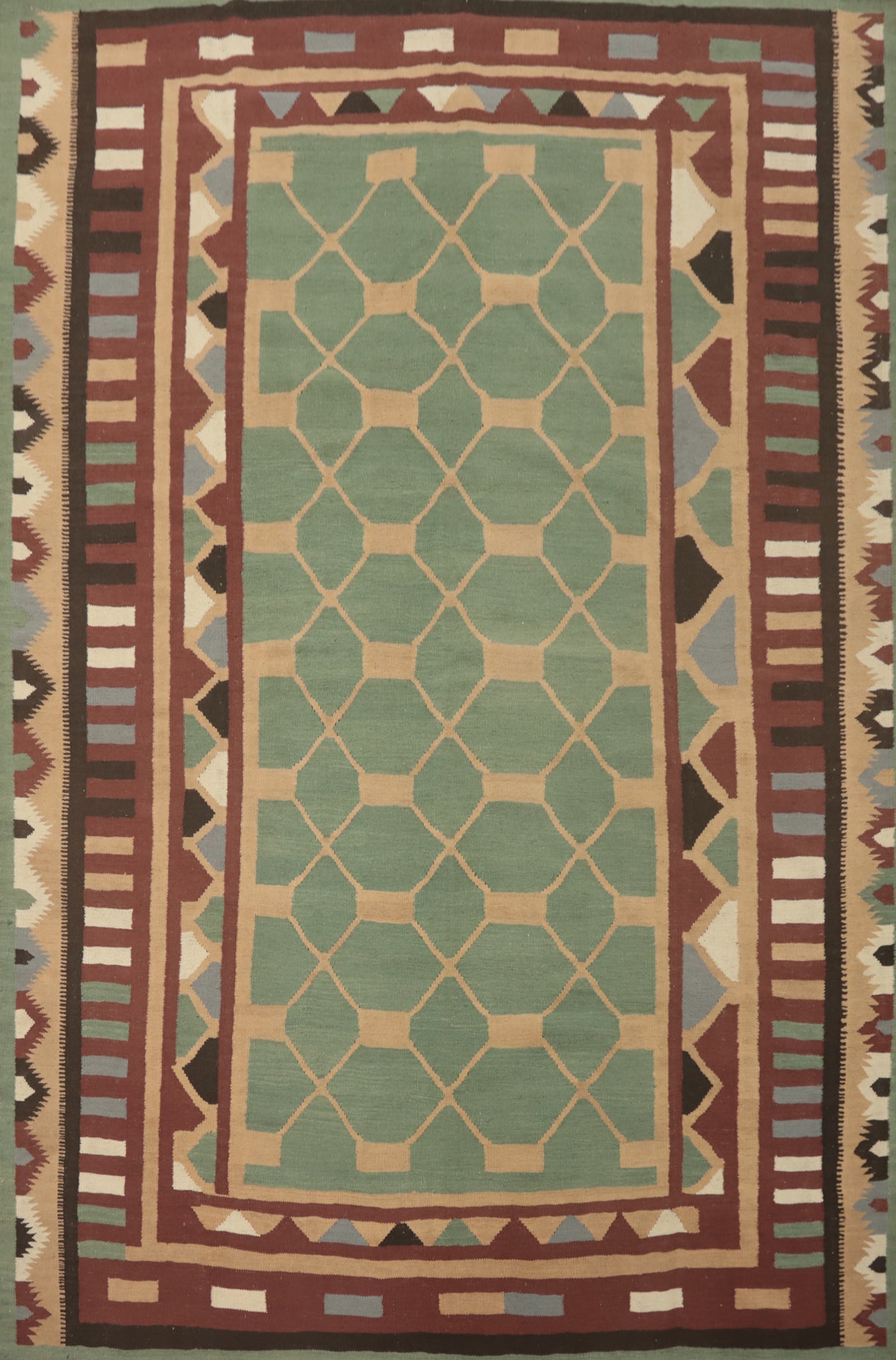 Green Geometric Kilim Oriental Area Rug 8x10