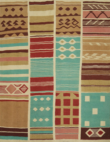 Flat Weave Wool Kilim Square Area Rug 6x6