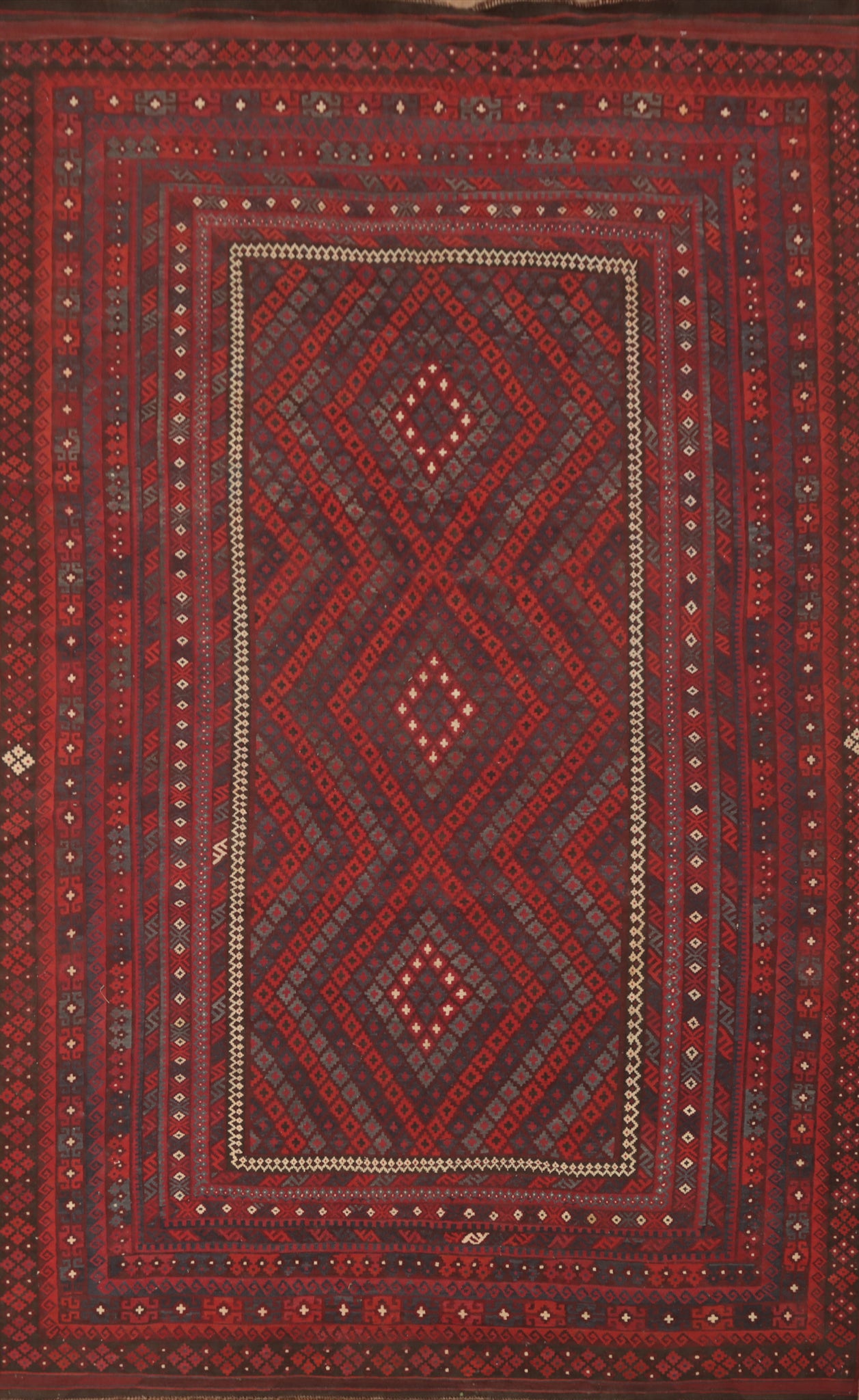 Vegetable Dye Red Kilim Oriental Large Rug 10x16