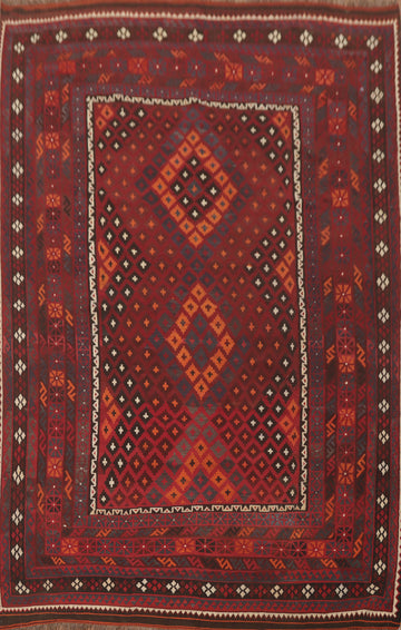 Geometric Kilim Vegetable Dye Area Rug 9x13