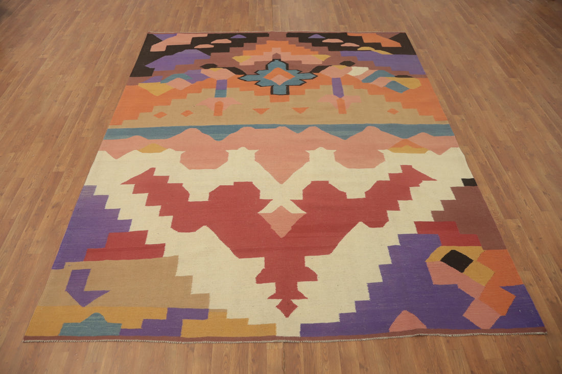 Multicolor Wool Kilim Oriental Area Rug 8x10