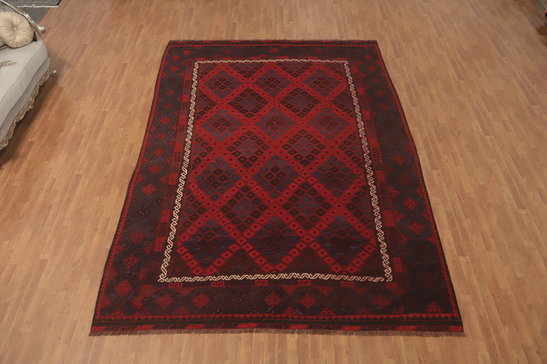Vegetable Dye Red Kilim Oriental Area Rug 9x13