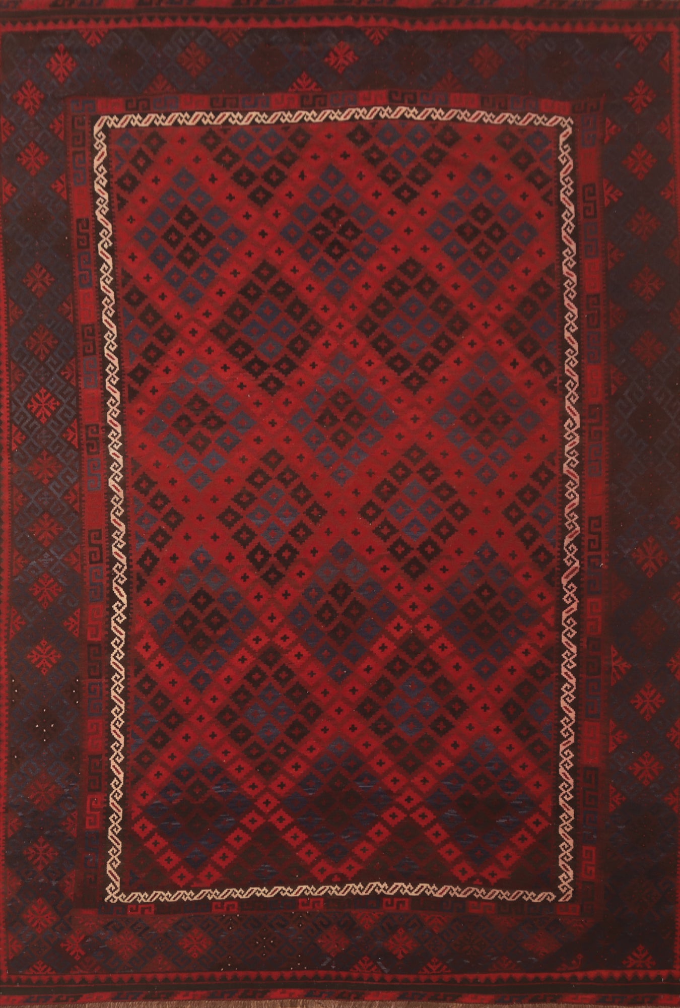 Vegetable Dye Red Kilim Oriental Area Rug 9x13