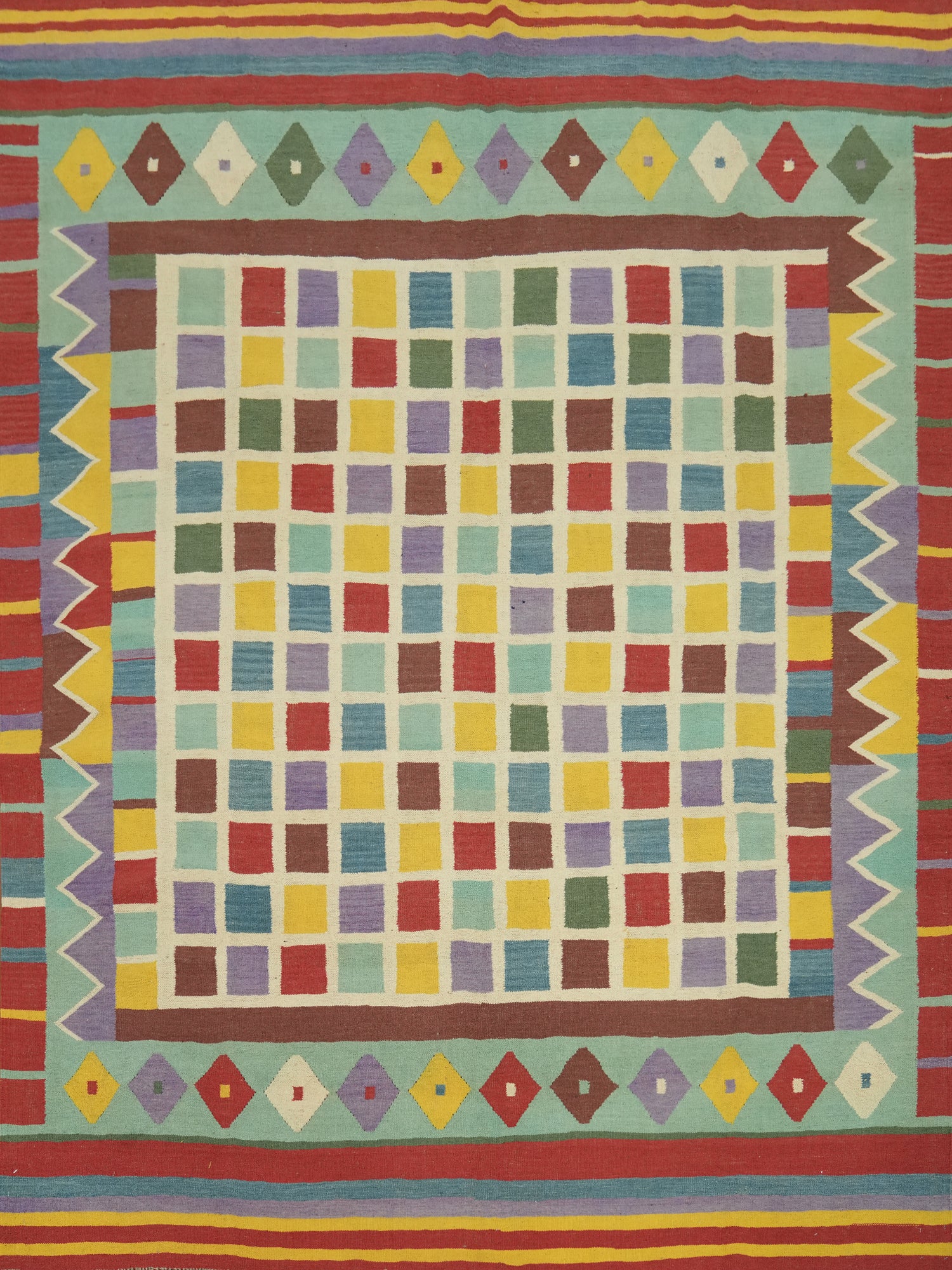 Checkered Wool Kilim Oriental Area Rug 8x10