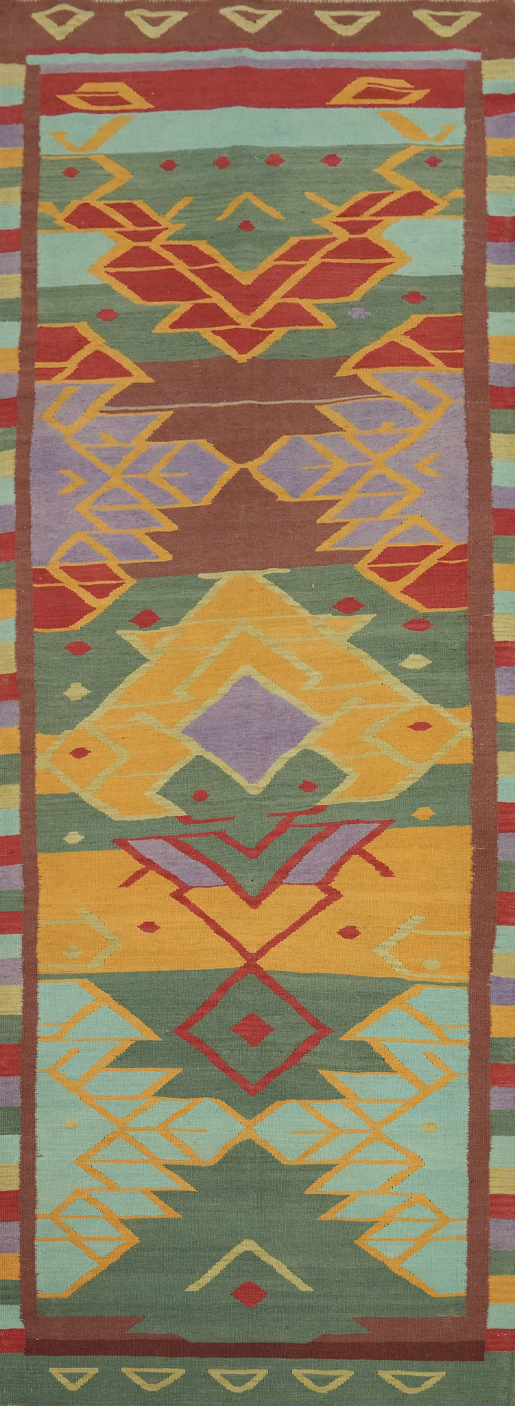 Geometric Kilim Oriental Runner Rug 4x13