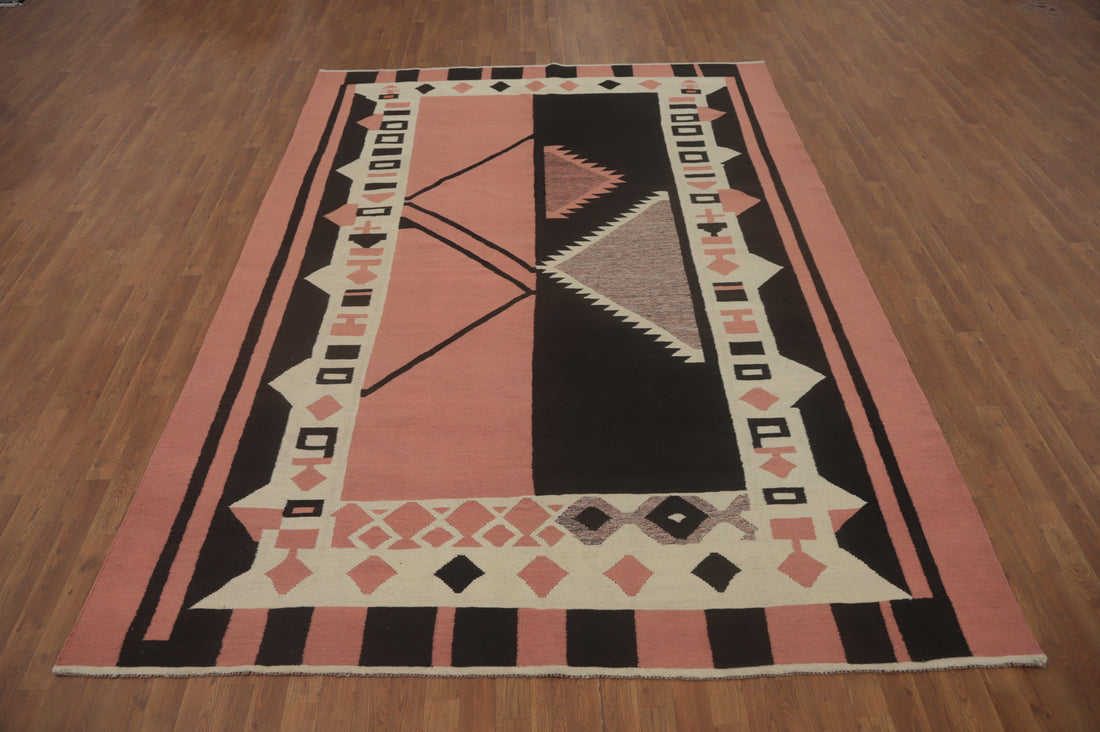 Pink Geometric Kilim Oriental Area Rug 8x11