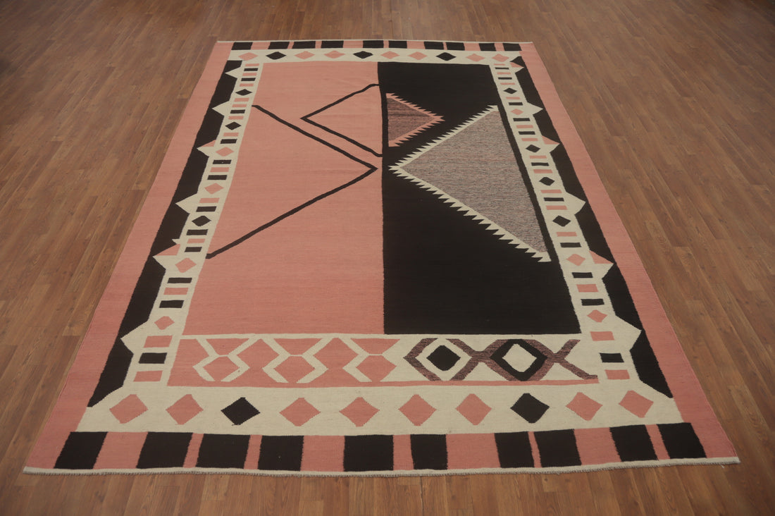 Pink Wool Kilim Oriental Area Rug 8x12