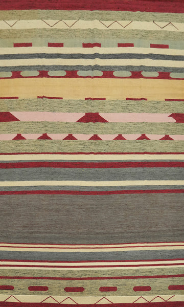 Flat Weave Wool Kilim Vegetable Dye Area Rug 8x13