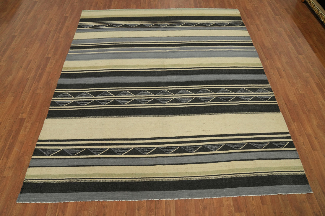 Striped Wool Kilim Oriental Area Rug 8x10
