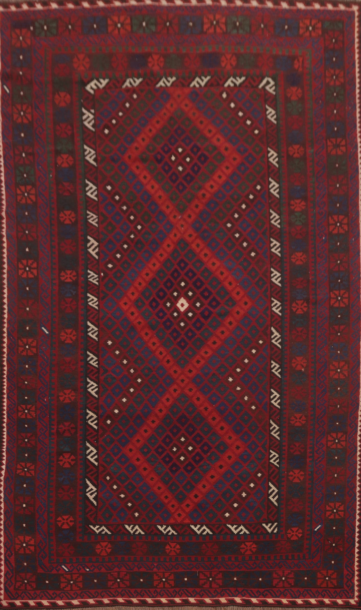 Geometric Kilim Vegetable Dye Area Rug 8x13