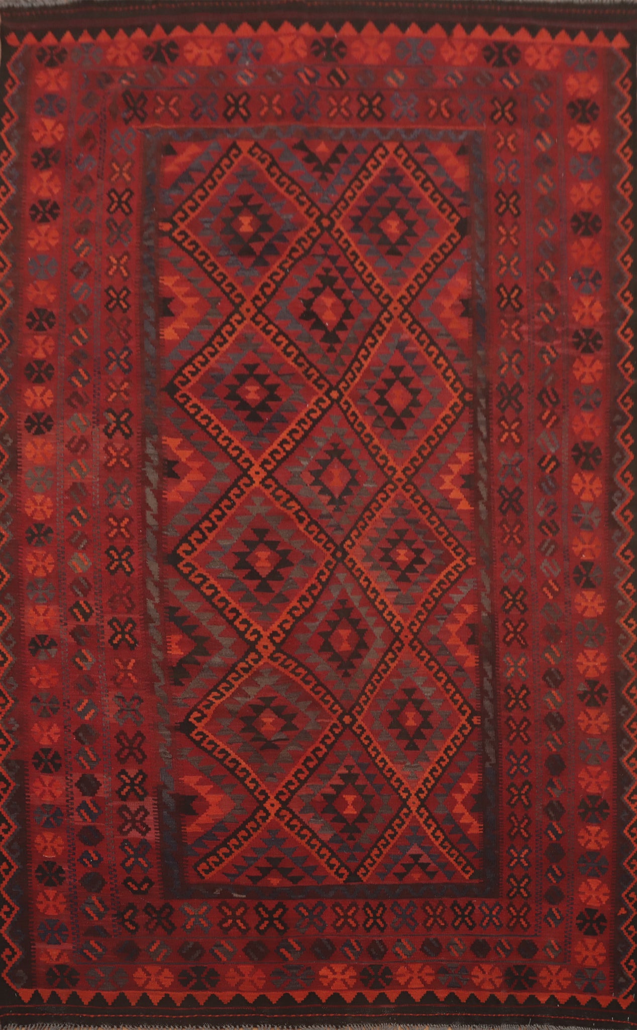 Vegetable Dye Kilim Oriental Area Rug 7x11