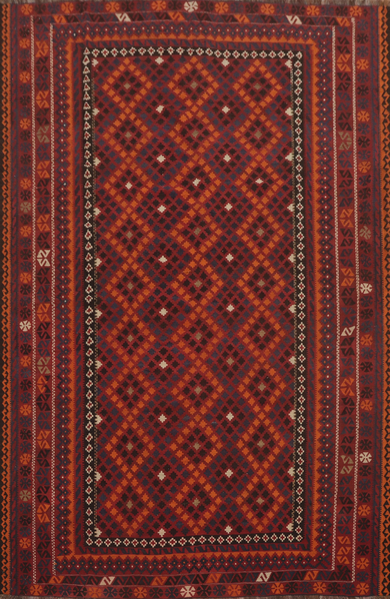 Trellis Wool Kilim Vegetable Dye Area Rug 8x11