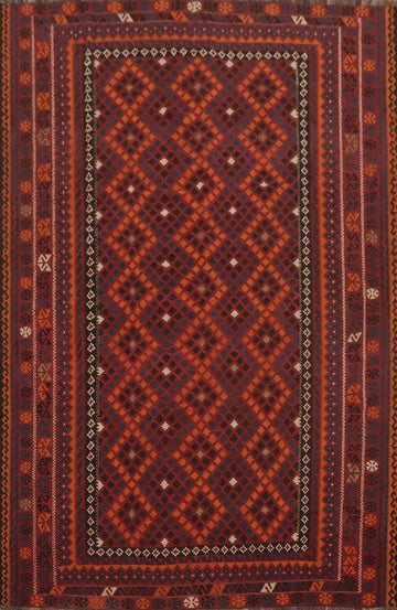 Trellis Wool Kilim Vegetable Dye Area Rug 8x11