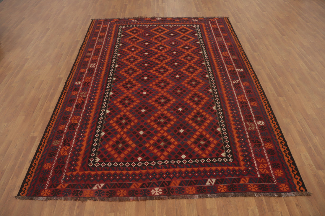 Trellis Wool Kilim Vegetable Dye Area Rug 8x11