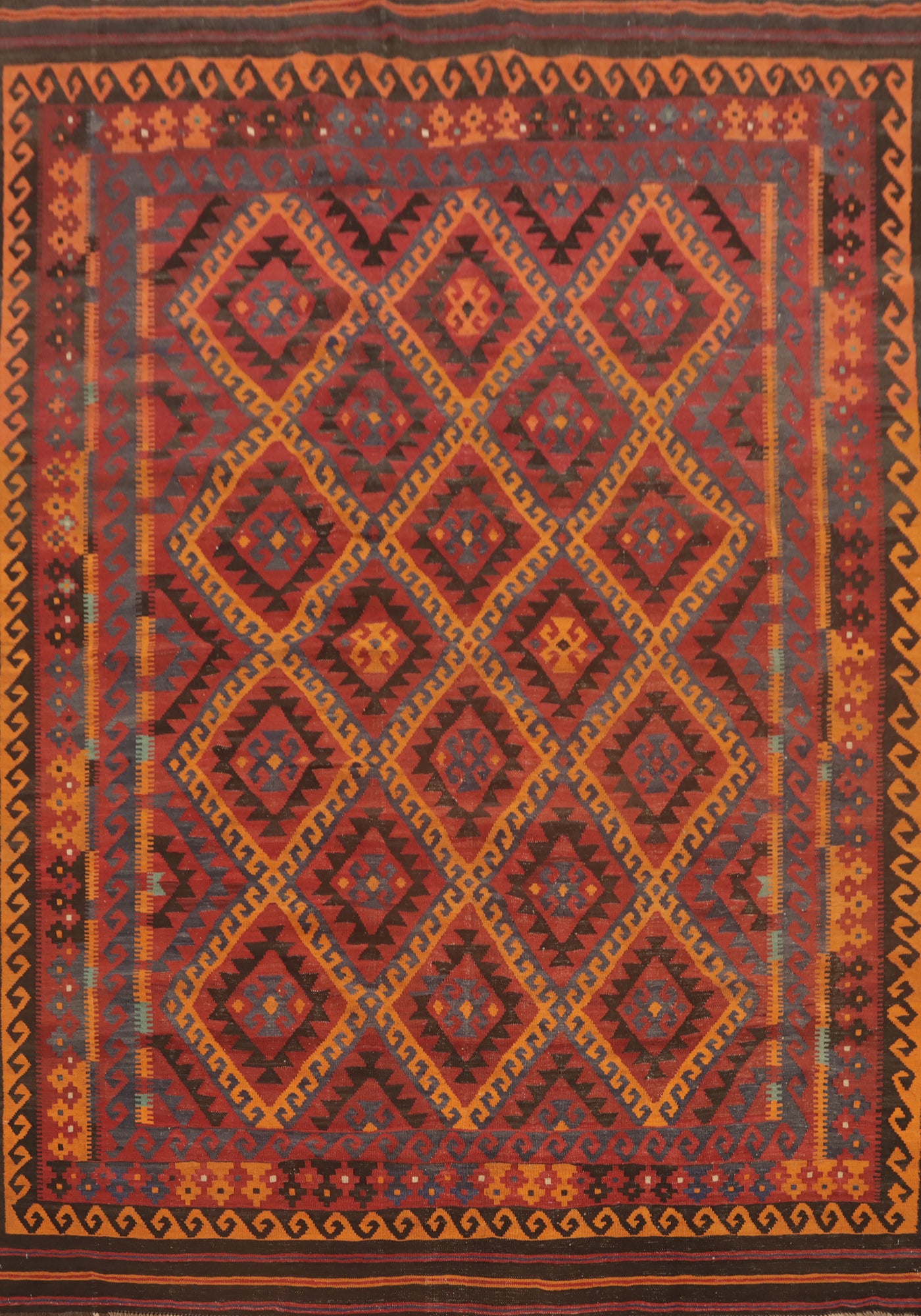 Trellis Wool Kilim Vegetable Dye Area Rug 8x10