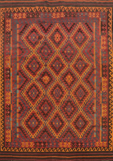 Trellis Wool Kilim Vegetable Dye Area Rug 8x10