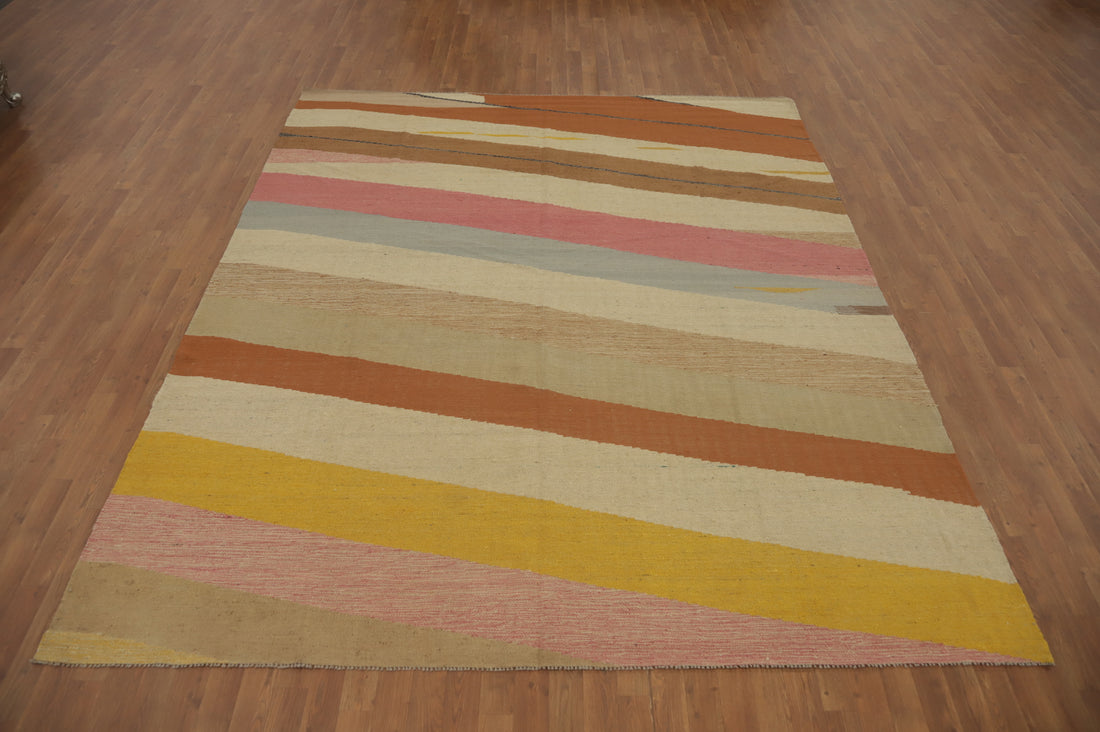 Vegetable Dye Wool Kilim Modern Area Rug 8x10