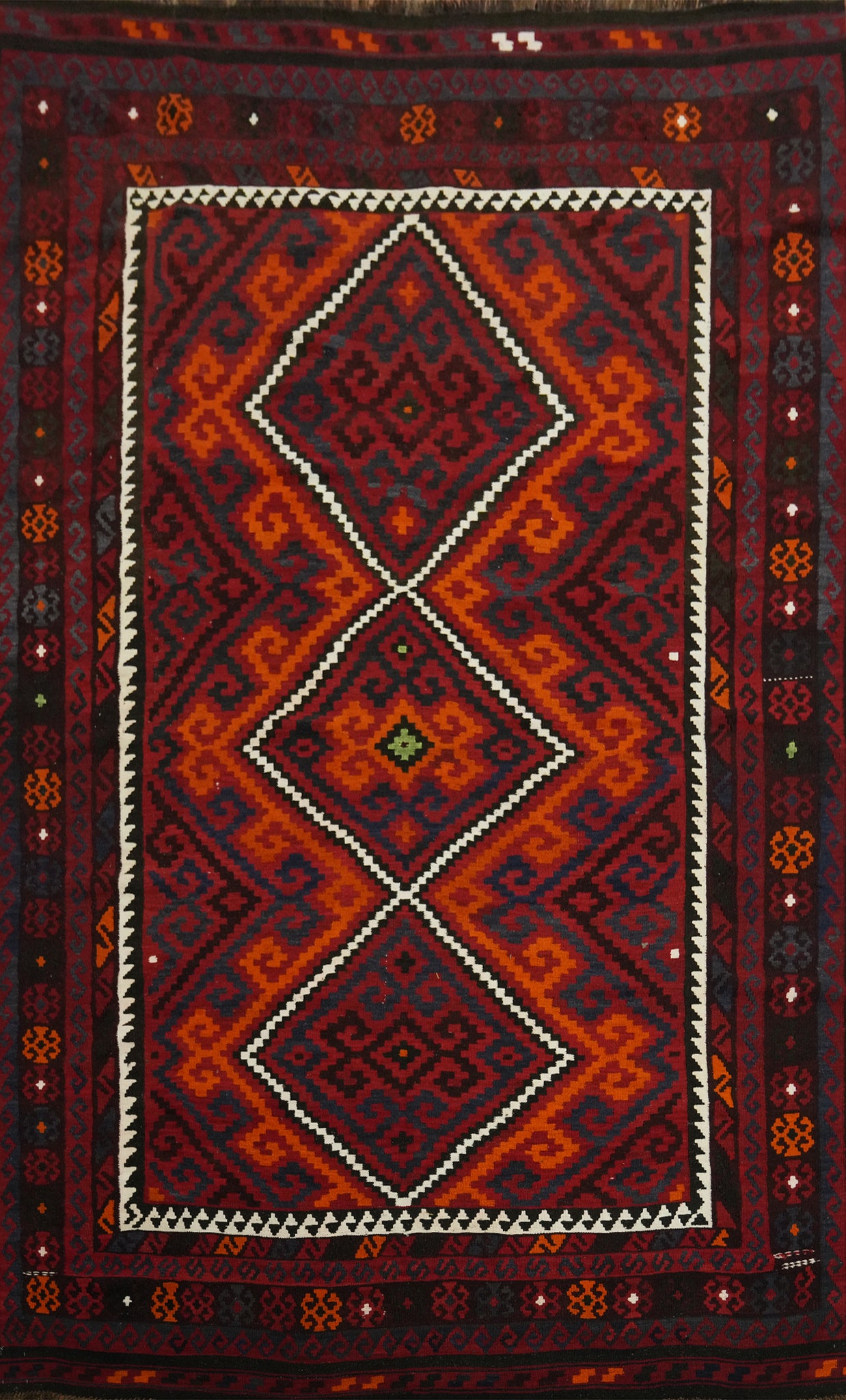 Geometric Kilim Vegetable Dye Area Rug 8x13