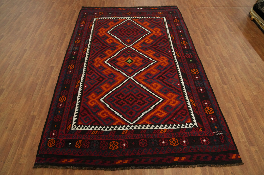 Geometric Kilim Vegetable Dye Area Rug 8x13