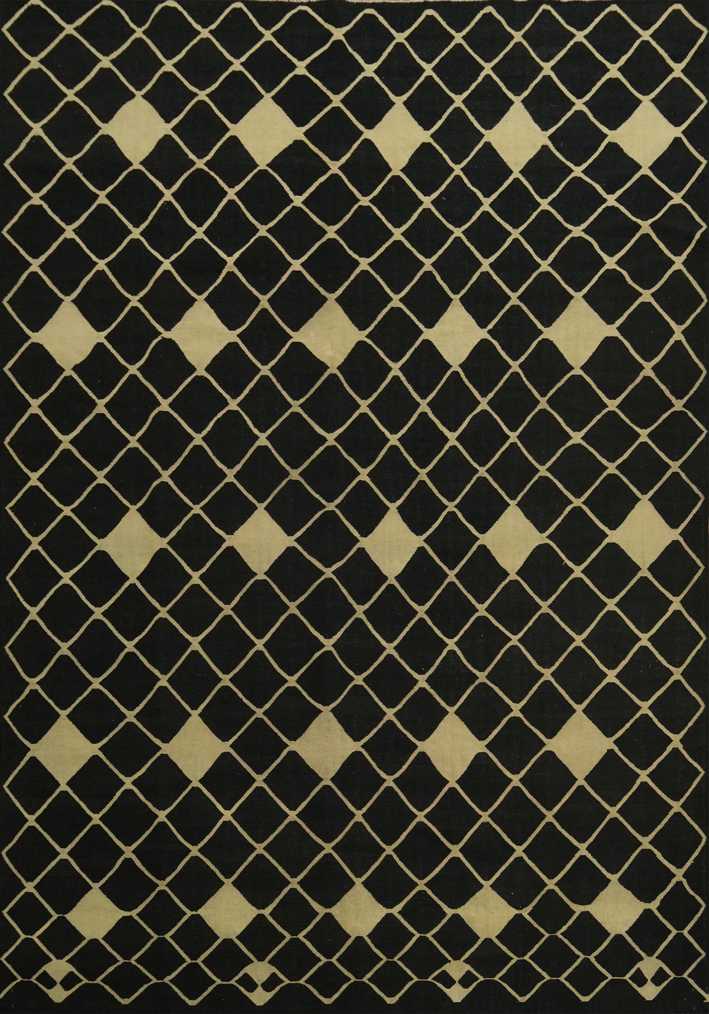 All-Over Wool Trellis Kilim Oriental Area Rug 10x13