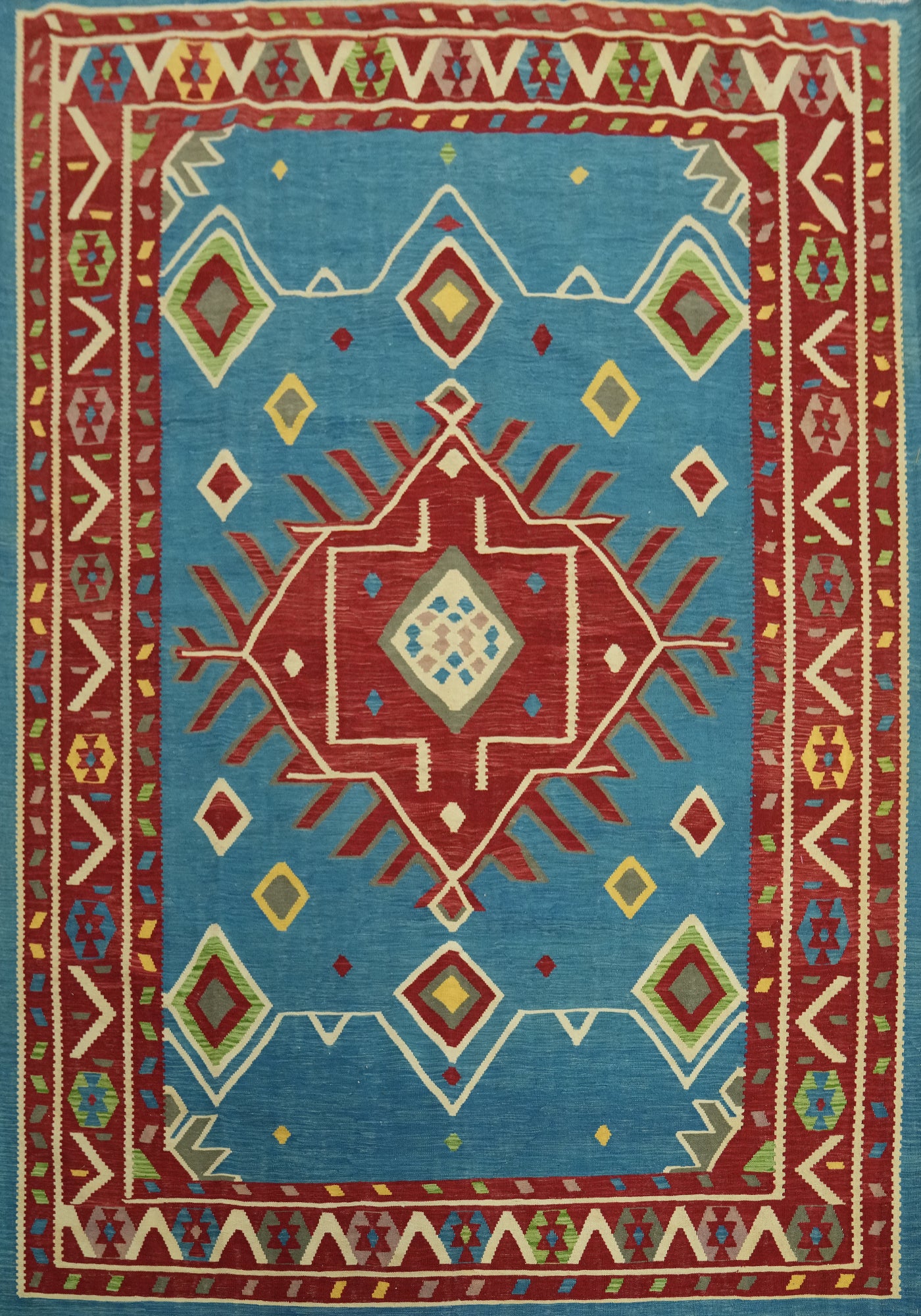 Blue Geometric Kilim Oriental Area Rug 8x10