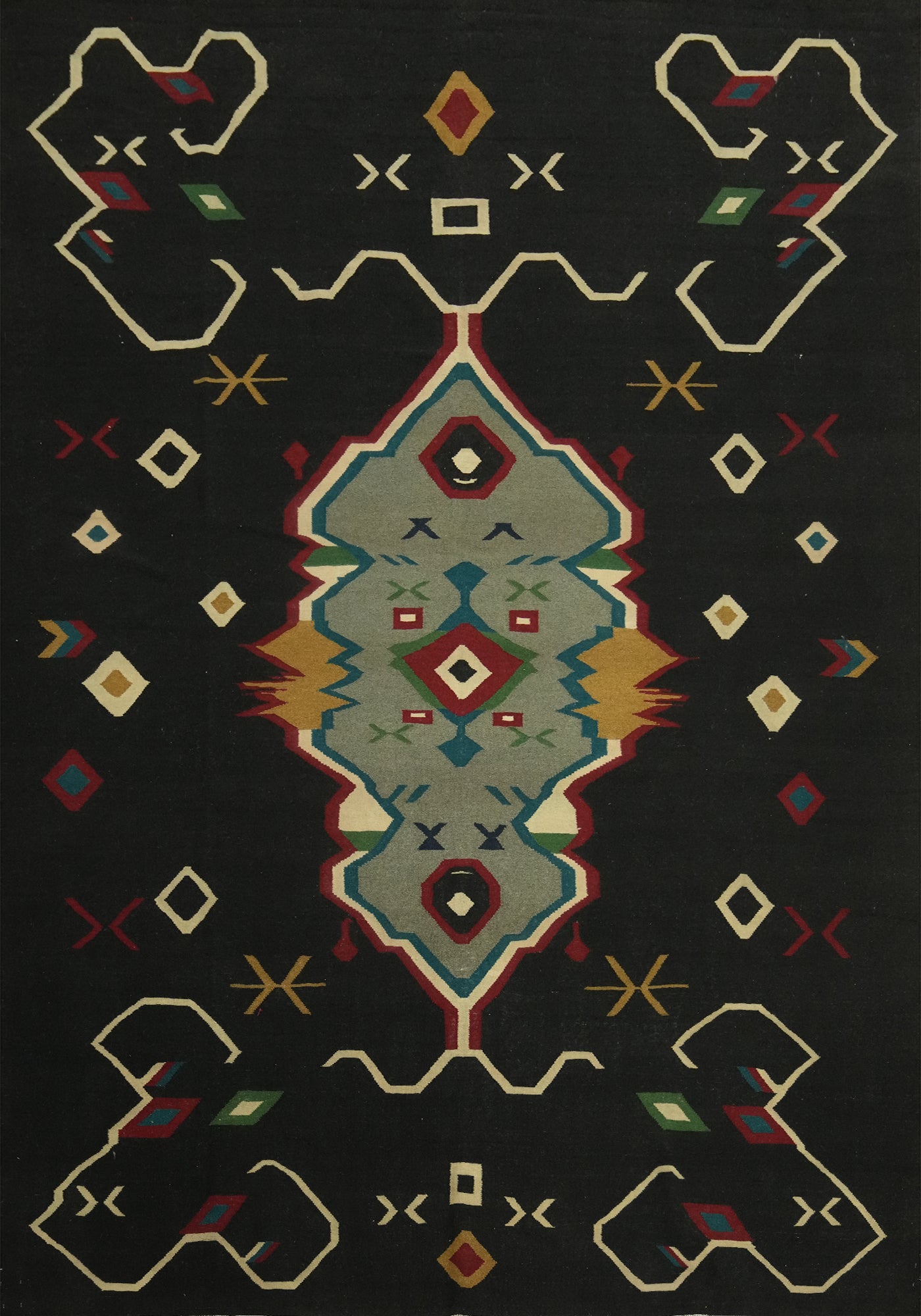 Black Geometric Kilim Oriental Area Rug 10x13