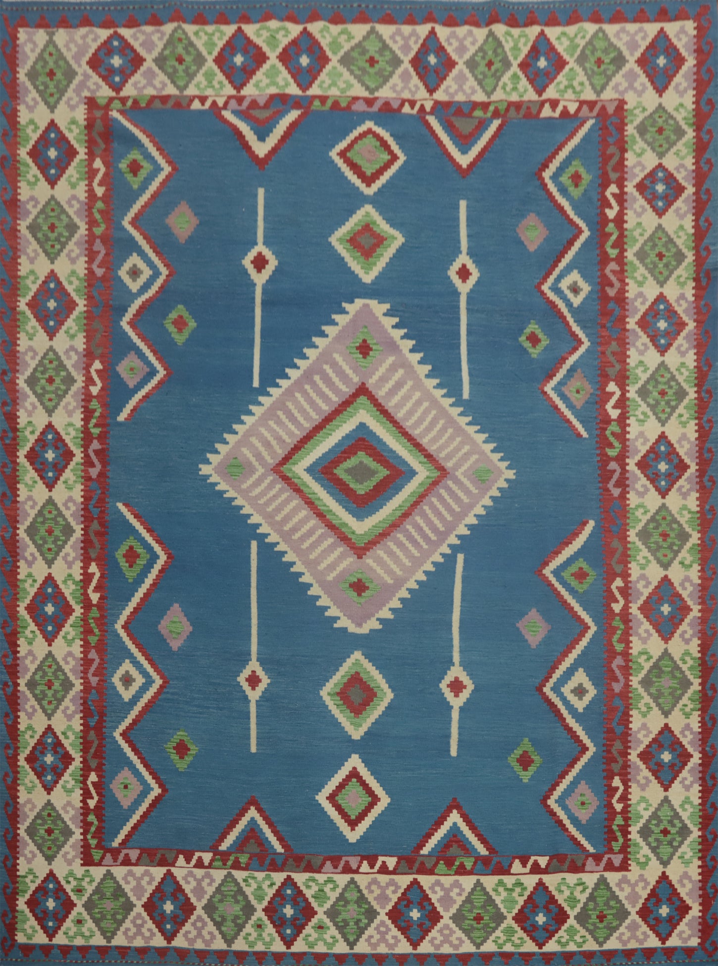 Blue Geometric Kilim Oriental Area Rug 8x10