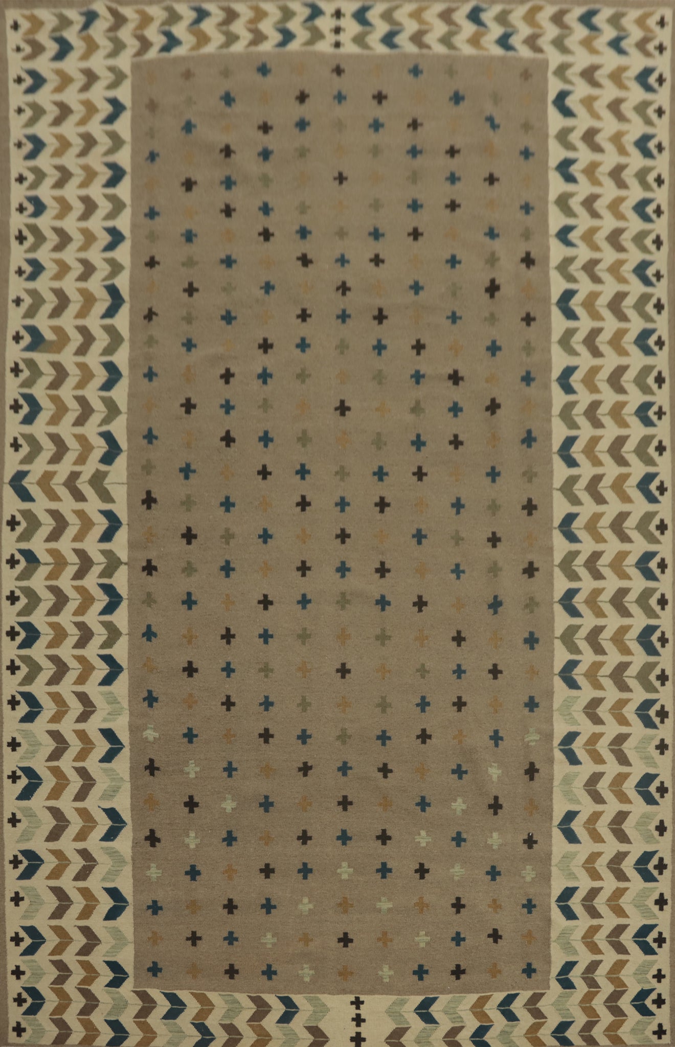 Brown Wool Kilim Oriental Area Rug 10x13