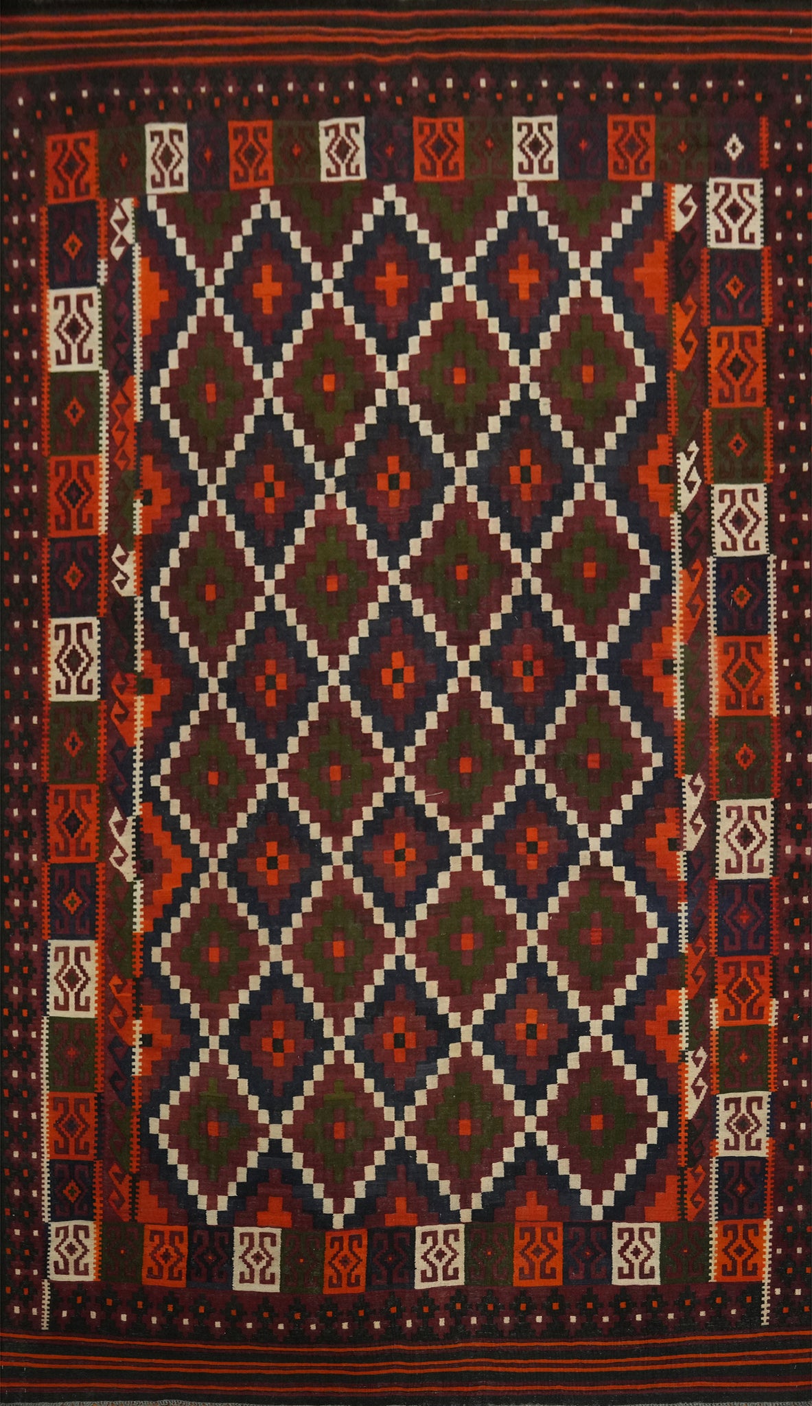 Trellis Wool Kilim Vegetable Dye Area Rug 8x14