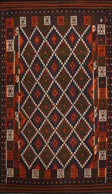 Trellis Wool Kilim Vegetable Dye Area Rug 8x14