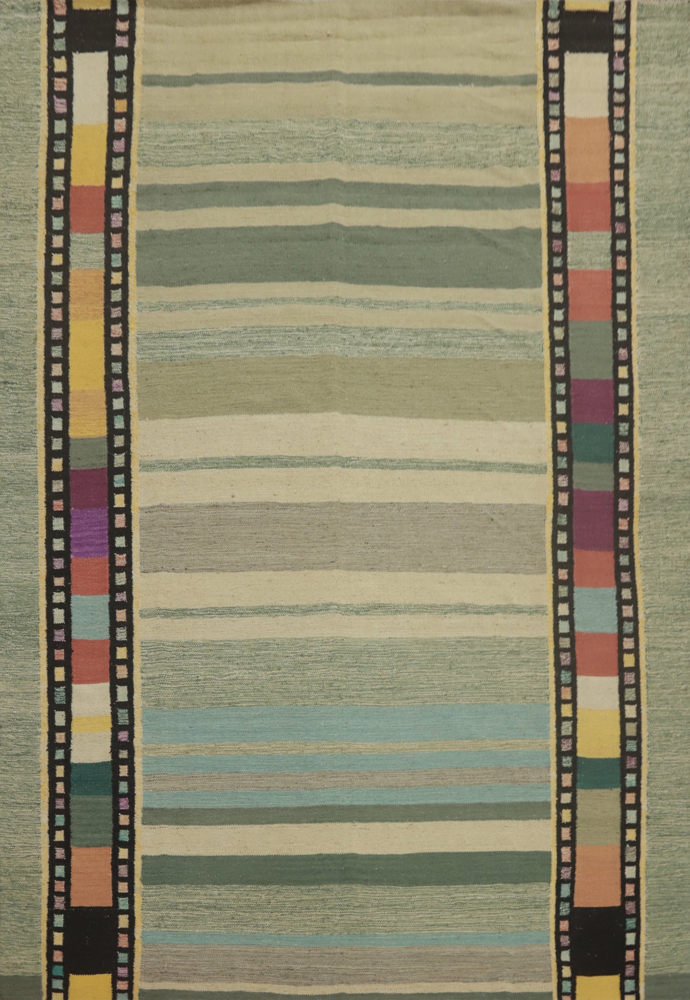 Striped Wool Kilim Vegetable Dye Area Rug 8x10